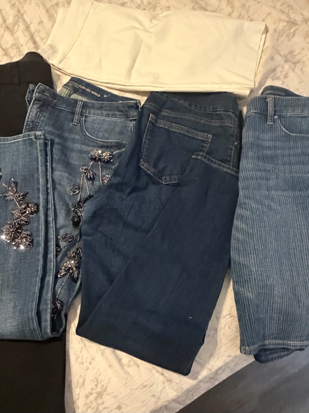 Ing Dark Blue Skinny Jeans with Embroidered Accent